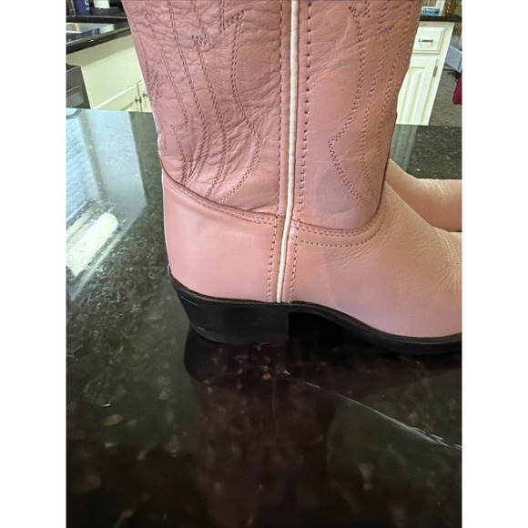 Pocono Western Girls Pink And White Cowboy Boots Sz 3.5 Pointed Toe Rodeo Countr - Picture 8 of 8